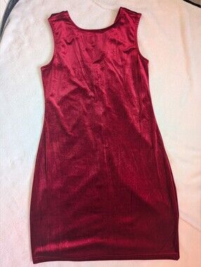 Steve Madden Sleeveless Velvet Bodycon Dress - Wine Red Size L